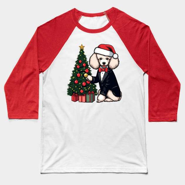 Poodle Dog Christmas Baseball T-Shirt by Graceful Designs
